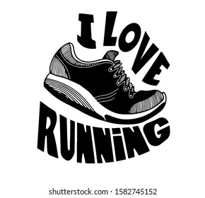 Running quote. Hand drawn vintage illustration with inscription. This illustration can be used as a print on t-shirts and bags, stationary or as a poster