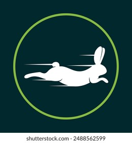 Running rabbit active trendy icon satisfied abstract vector illustration artwork design