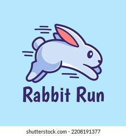 Running Rabbit Cartoon Logo Design
