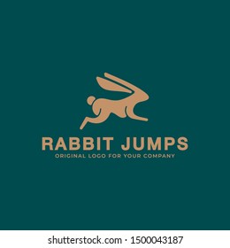 Running rabbit design template. Creative animal logo design inspiration. can be used as symbols, brand identity, company logo, icons, or others. Color and text can be changed according to your need.