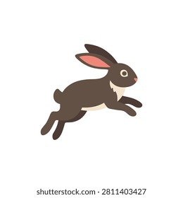 Running Rabbit Illustration Containing bunny, hopping rabbit, wildlife animal, and flat illustration. Flat illustration