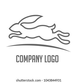 Running Rabbit Logo Design Template. Vector Illustration