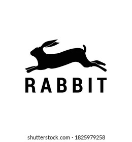 Running rabbit logo template isolated on white background