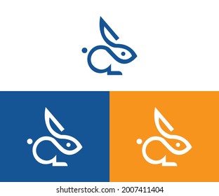 Running rabbit logo template isolated