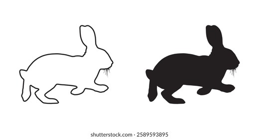 Running Rabbit Silhouette - High-Quality Rabbit Vector