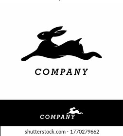 Running Rabbit Silhouette logo template