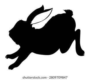 Running Rabbit Silhouette Vector - Leaping Hare Wild Animal Clipart