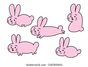 Running Rabbit Sitting Rabbit Various Postures Stock Vector (Royalty ...