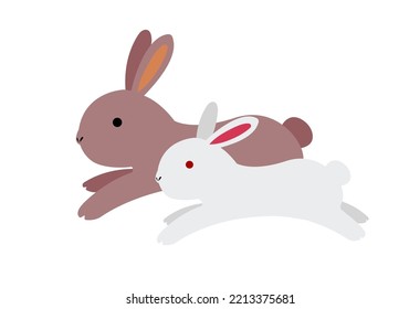 Running rabbit vector illustration ( for new year greeting card etc. )