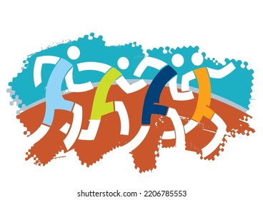 Running race. 
Colorful abstract stylized illustration of race runners.Isolated on white background. Vector available.