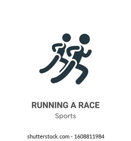 Running a race glyph icon vector on white background. Flat vector running a race icon symbol sign from modern sports collection for mobile concept and web apps design.