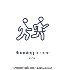 running a race icon from sports outline collection. Thin line running a race icon isolated on white background.