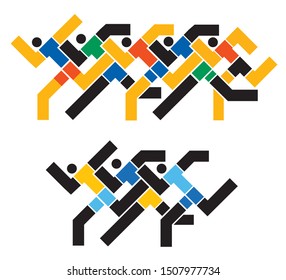 Running race, marathon, Abstractly geometric stylized.
colorful abstract stylized Illustration of running people. Isolated on white background. Vector available