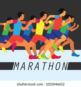 running race people / marathon, sport and activity poster. vector illustration