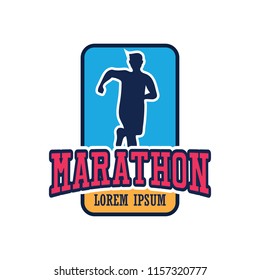 running race people / marathon, sport and activity logo. vector illustration