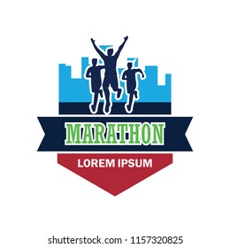 running race people / marathon, sport and activity logo. vector illustration