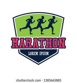 running race people / marathon, sport and activity logo. vector illustration