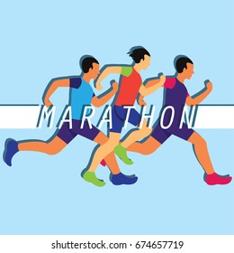 running race people / marathon, sport and activity poster. vector illustration