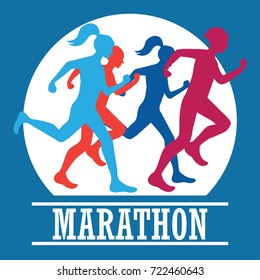 running race people / marathon, sport and activity poster. vector illustration