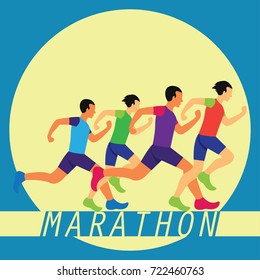 running race people / marathon, sport and activity poster. vector illustration