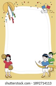 a Running race, the recruitment of children, homework diary illustration set. letter,paper,child, children, kid Vector drawing. Hand drawn style.