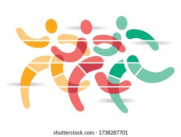 
Running race, runners symbol.
Abstract atylized illustrations of three runners on athletic running track. Suitable for logo.Vector available.