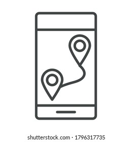 running race smartphone tracking gps pointer navigation line icon design vector illustration