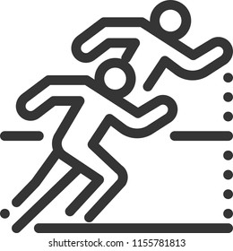 Running race stick figures, bold line stick figure icon. The illustration is vector, editable stroke, 48x48 pixel perfect. Crafted with precision and eye for quality.