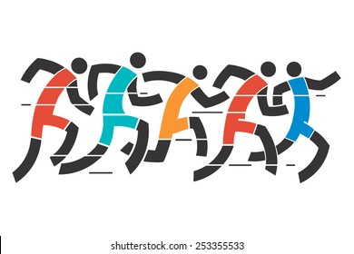 Running race. A stylized drawing of runner race. Vector illustration. 