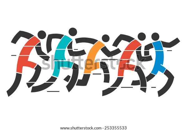 Running Race Stylized Drawing Runner Race Stock Vector Royalty Free