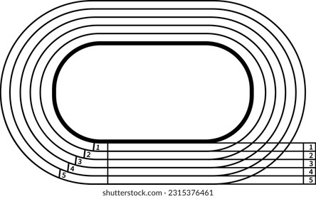 Running race track line art illustration isolated in white background