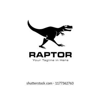 Running raptor dinosaurs logo