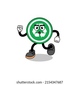 running recycle sign mascot illustration , character design