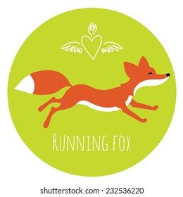 Running red fox - mascot picture or art for logo design