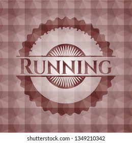 Running red geometric badge. Seamless.