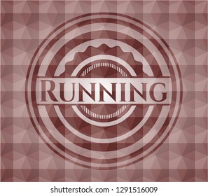 Running red seamless geometric emblem.