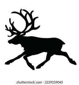 Running reindeer silhouette vector cartoon illustration