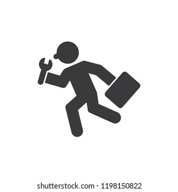 Running repair man vector icon 
