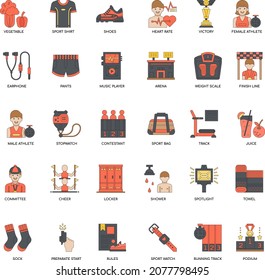 Running requirement Elements flat vector icon collection set