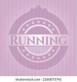 Running retro style pink emblem. Conceptual design.