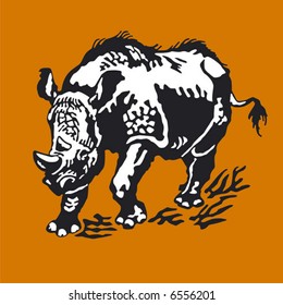 Running rhino. Simple vector.