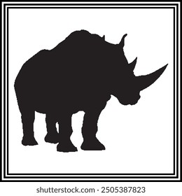 Running Rhinoceros silhouette , wildlife animal 