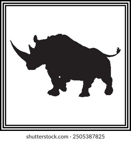 Running Rhinoceros silhouette , wildlife animal 