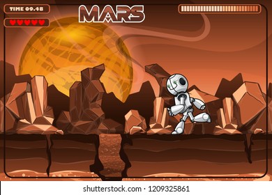 Running robot on Mars. Excerpt from the game.