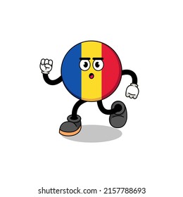 running romania flag mascot illustration , character design