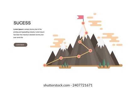 Auf dem Weg zur Bergspitze. Konzept des Ziels, Mission, Vision, Karriereweg, Vectorkonzept Polygon dot connect line style