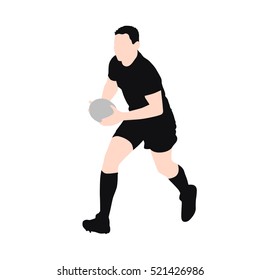 Running Rugby Player, Vector Silhouette