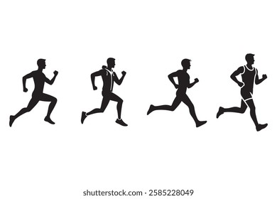 Running, Run, Jogging Male silhouette vector illustration on white background
