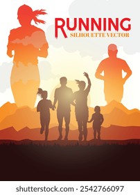 Running, run, running silhouette, runner silhouette, sport, illustration, vector, trail running, marathon.