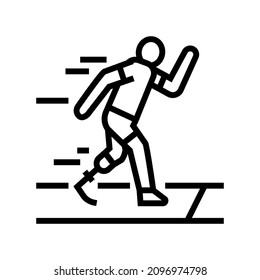 running runner person with a disability athlete line icon vector. running runner person with a disability athlete sign. isolated contour symbol black illustration